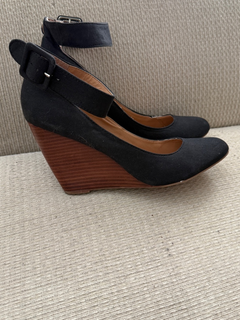 Mix No. 6 Black Ankle-Strap Wedges - Picture 2 of 4